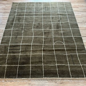 Custom Wool Grid Hand Knotted Wool Rug, Home Decor Custom Moroccan Wool ...