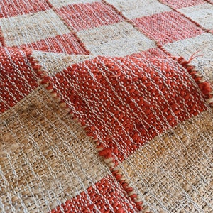 Brown Checkered Jute Rug, Handmade Jute Area Rug, Handwoven Jute Rug ...