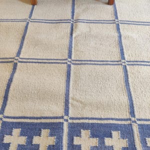 Checkered Wool Rug, Blue And White Rug, Checkerboard Rug, Wool Rug 8X10, Swedish Kilim Rug, Handwoven Rug, Modern Rug, Flatweave Area Rugs, Check Mat Wool Rug, Hallway Rug, Modern Rug, Wool Rug 6x9, Custom Wool Rug, Bedroom Rug, Rug 8x10, Kitchen Rug