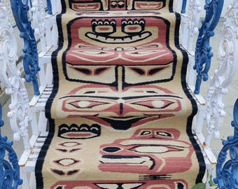Handwoven Wool Kilim Runner: 2x10 Geometric Stair Rug