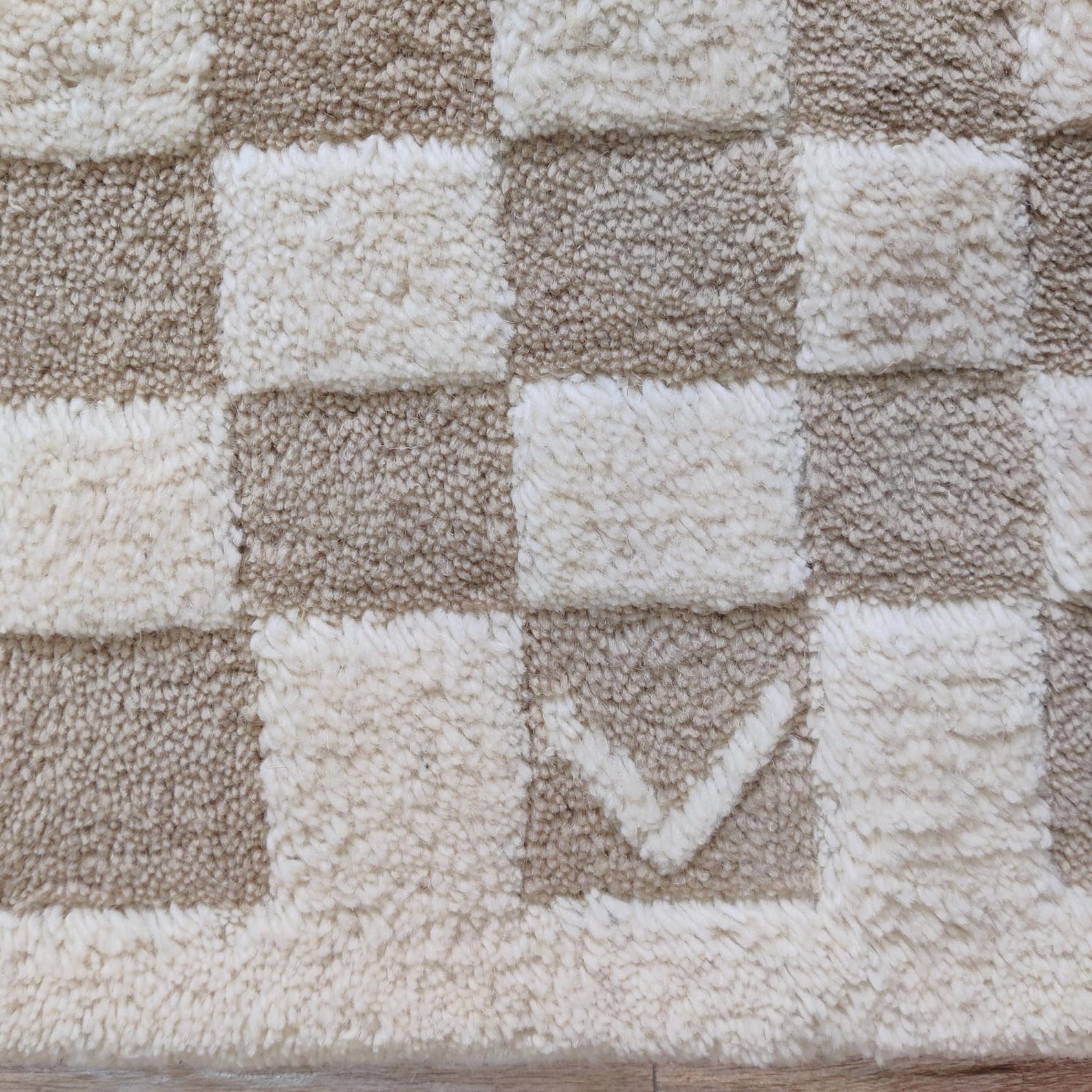 Wool Check Rug Moroccan Wool Checkered Rug, Checkered Moroccan Rug, Pet Friendly Rug ...