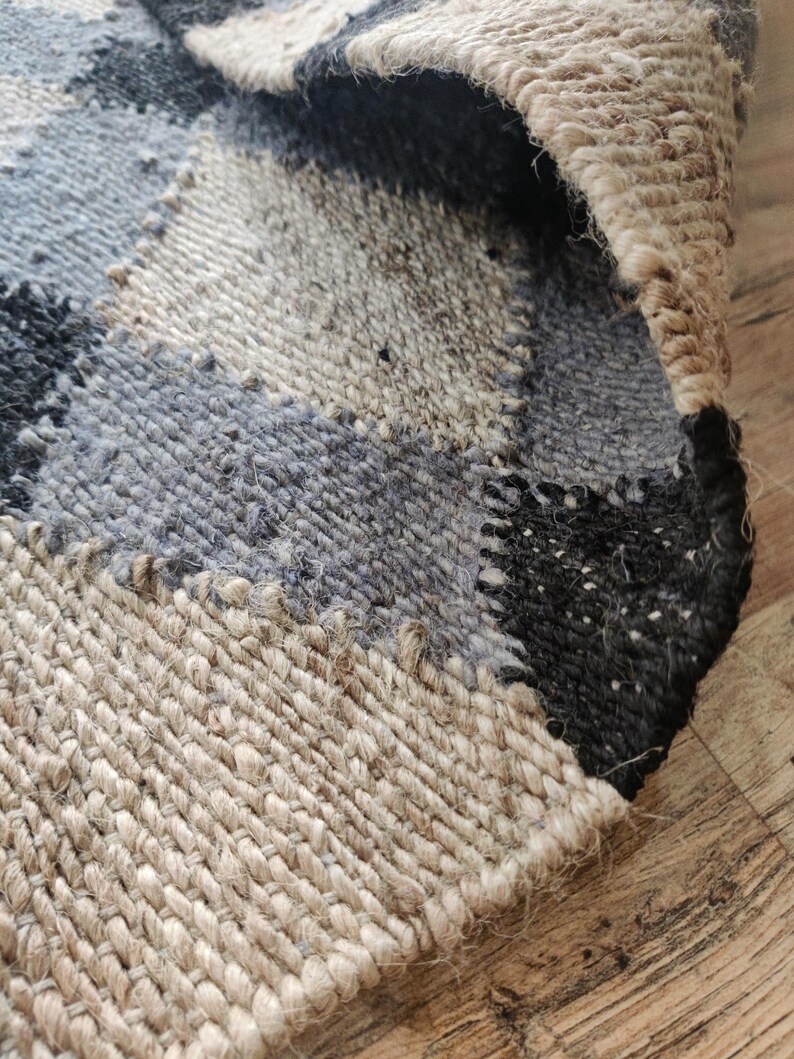 Handwoven Jute Hemp Rug, Black Grey Geometric Diamond Flatweave Carpet, Sustainable Natural Fiber Area Rug for Living Room 5x8, 6X9, 8X10, 
jute hemp rug,

geometric jute rug,

diamond pattern carpet,

natural fiber rug,

handwoven jute rug,

eco friendly rug,

sustainable floor rug,

neutral tone carpet,

boho farmhouse rug,

black grey jute rug,

flatweave area rug,

rustic decor rug