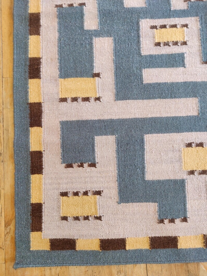 Handwoven Wool Rug, Scandinavian Rug, Swedish Marianne Richter-inspired Rug, Geometric Rug, Wool Rug 6x9, Rug For Bedroom, Flatweave Rug, Flat weave Rug for Living, Checkered Wool Rug, Checkerboard Rug, Kilim Rug, Area Rug, Hallway Rug, Bohemian Rug