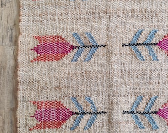 Floral Jute Area Rug: Handwoven Cotton Accent Rug