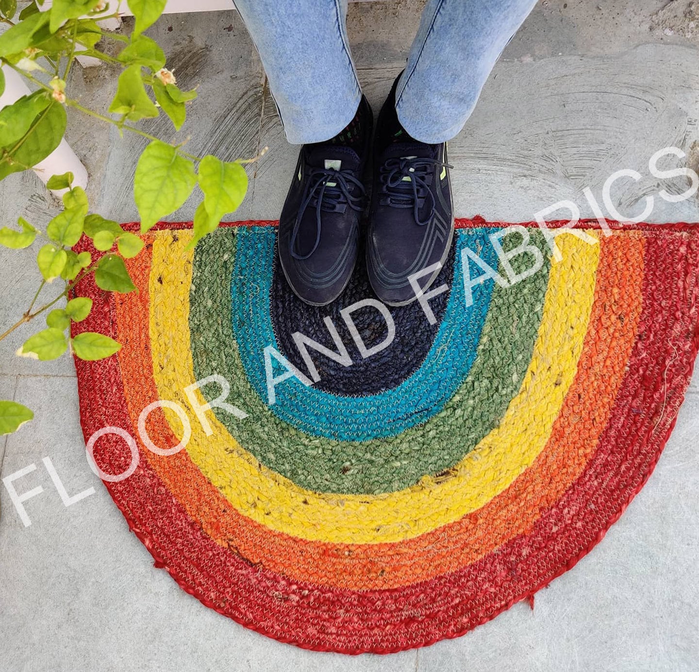 Rainbow Door mat Welcome Mat Entrance Cute Outdoor Anti-Slip Half