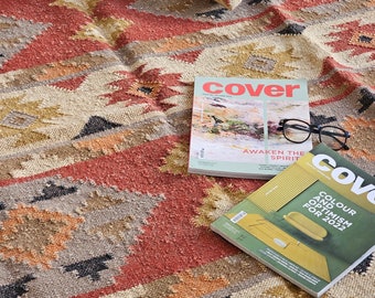 Handmade Jute Kilim Area Rug: Bohemian Oriental Style