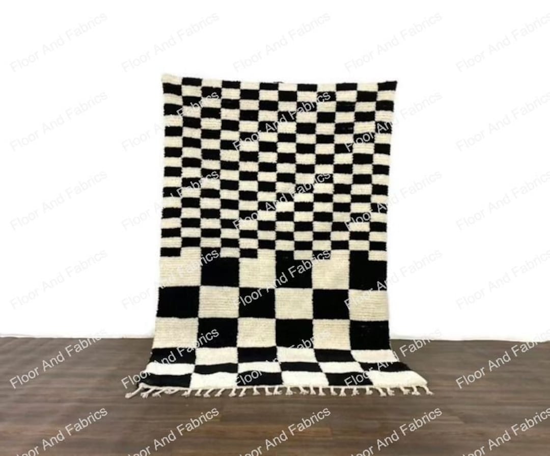 Black and White Checkered Rug Checkerboard Area Rug Large Etsy