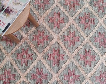 Hand Woven Natural Jute cotton rug, Boho Home Decor, Bohemian Decor Rug, Traditional Runner Rug, Living And Porch Area Rug, Rugs For Bedroom