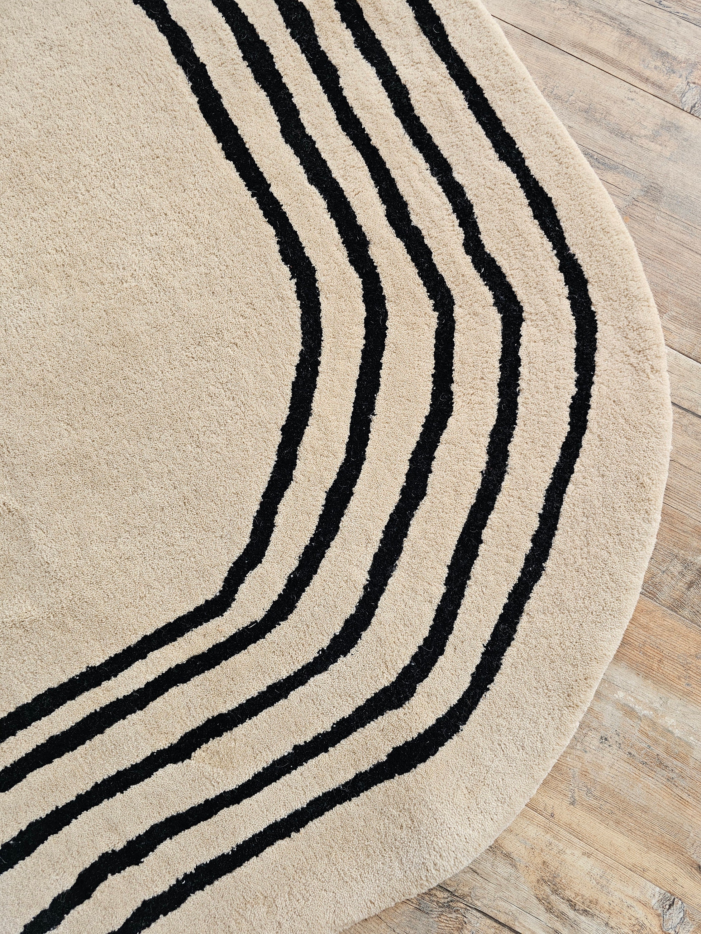 Rumpled Rugs Irregular Round Wool Hand Tufted Super Soft Rug, Home Decor Modern Area ...