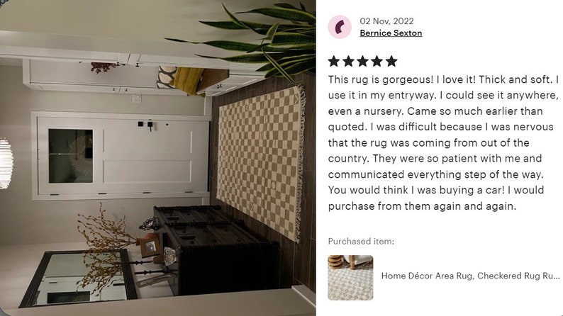Handmade Checkerboard Area Rug: Checker  Wool Moroccan Carpet For Bedroom And Guestroom, Christma's Gift