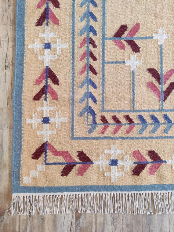 Handwoven Modern Wool Floral Area Rug, Multicolor Traditional Geometric Flatweave Carpet, Rugs For Living Room, Bedroom, Modern Rug 8x10