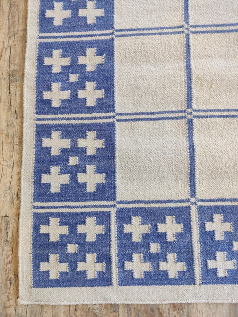 Checkered Wool Rug, Blue And White Rug, Checkerboard Rug, Wool Rug 8X10, Swedish Kilim Rug, Handwoven Rug, Modern Rug, Flatweave Area Rugs, Check Mat Wool Rug, Hallway Rug, Modern Rug, Wool Rug 6x9, Custom Wool Rug, Bedroom Rug, Rug 8x10, Kitchen Rug
