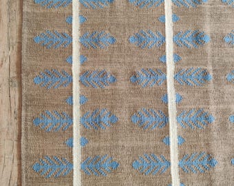 Handwoven Cotton Wool Dhurrie Rug: Brown & Blue Flatweave, Modern Design Rug, Primium Area Rug, Bedroom, Living Room Rug, Personalized Rug