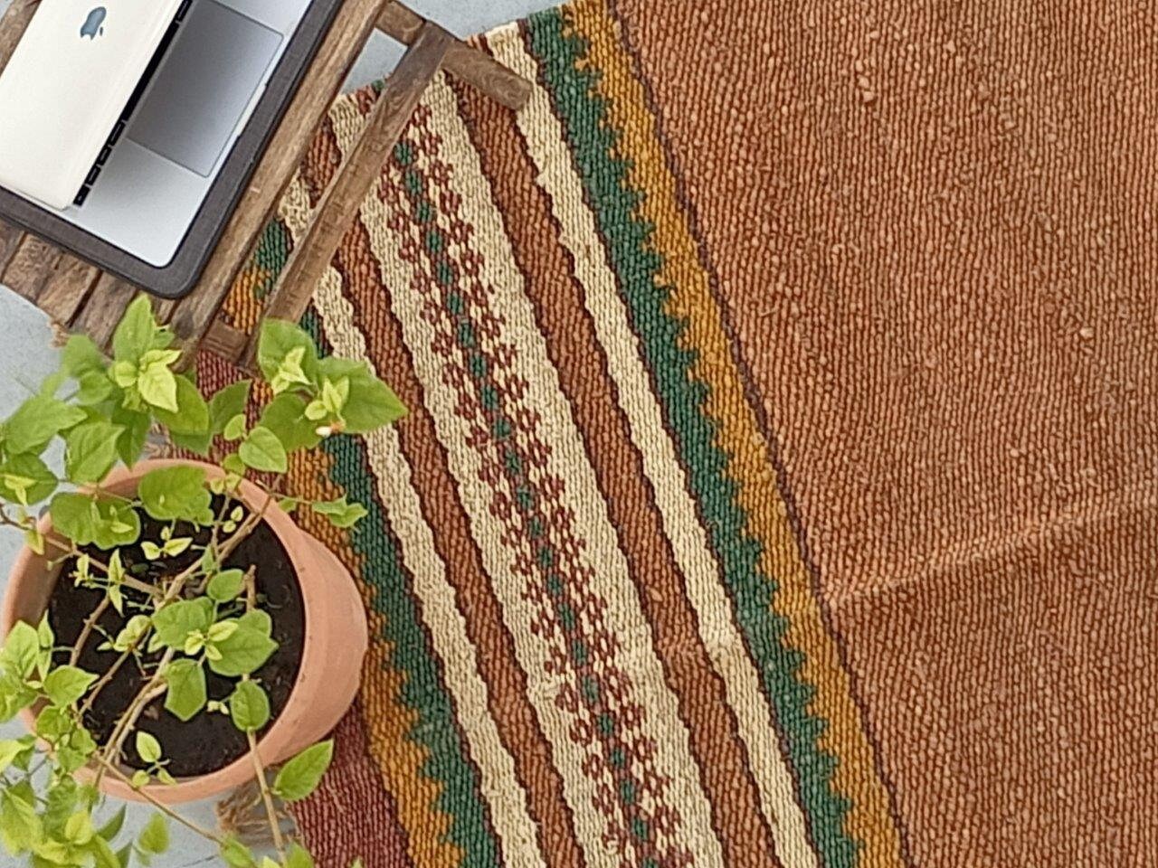 Multicolor HEMP JUTE Handmade Rug Dhurrie Indoor Outdoor Etsy