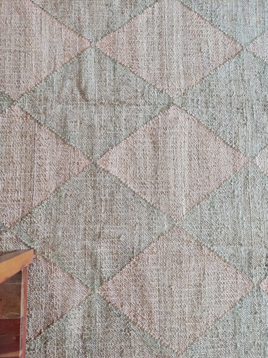 Geometric Jute Area Rug, Earthy Diamond Design Rug, Home & Living Room ...
