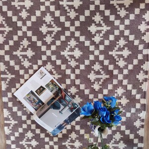 Handwoven Wool Rug, Modern Wool Brown And White Area Rug, Flatweave Rug, 5x8 Ft Kilim Woven Rug, Rugs For Bedroom, Indoor And Outdoor Rug