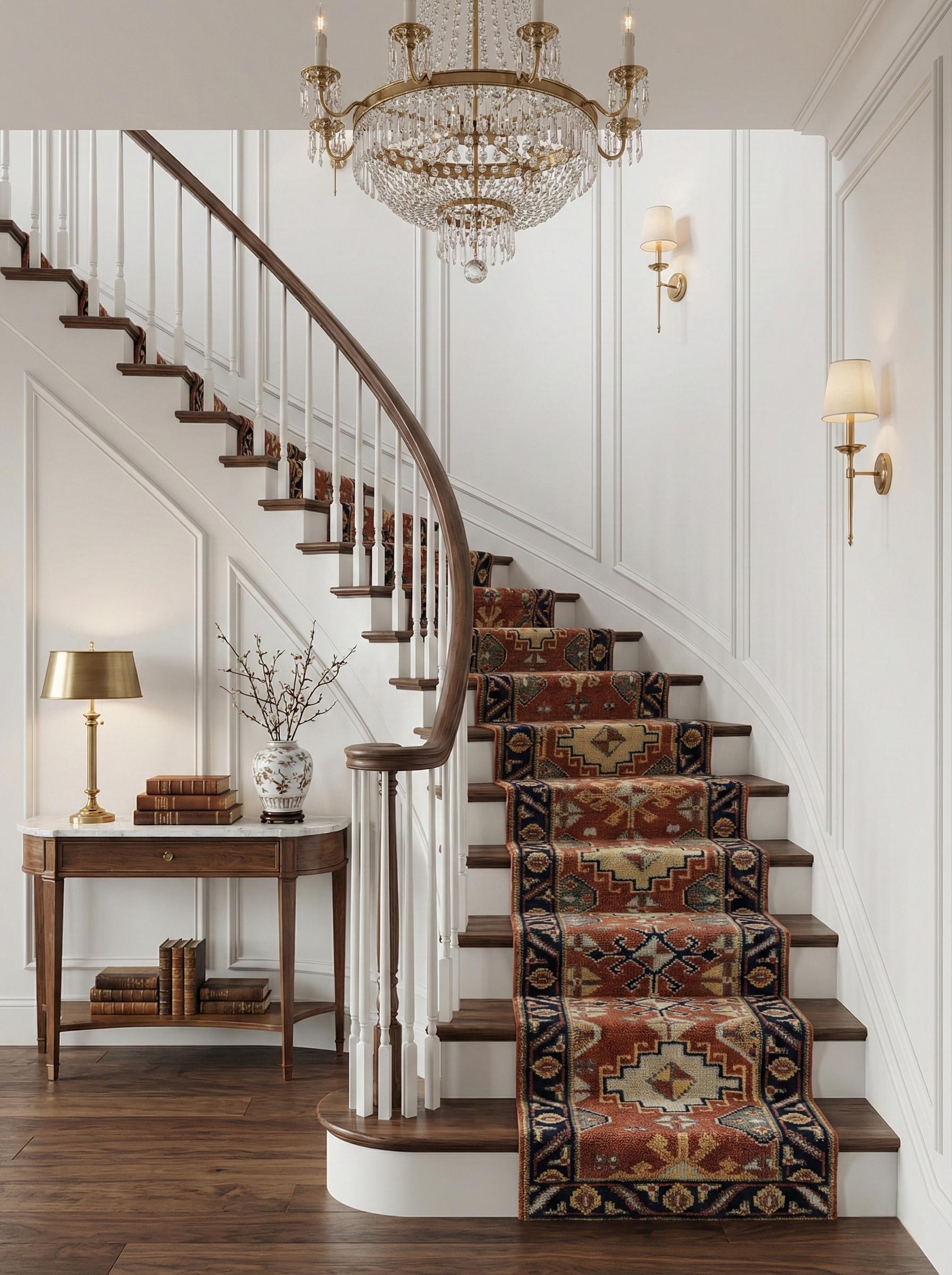 Hand Knotted Wool Oushak Runner, Vintage Turkish Style Stair Runner Rug ...
