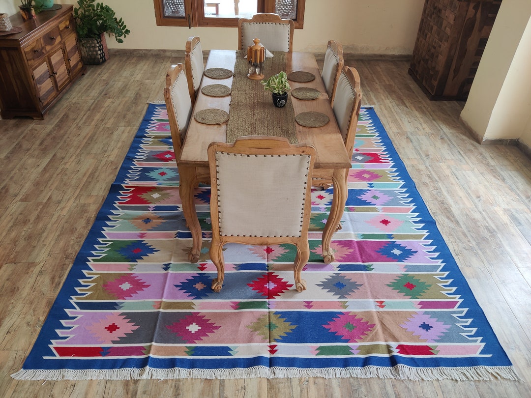 Handwoven Flatweave Area Rug 9x12 Ft Multicolor Geometrical Etsy UK