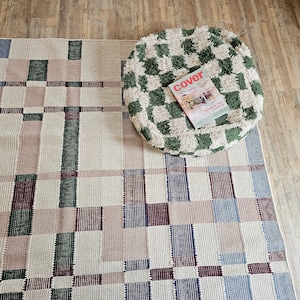 Handwoven Woolen Plaid Rug, Checker Home Decor Custom Area Rug, Bedroom And Living Room Rug, Elegant Checkered Pattern Rug, Wool Rug 8x10