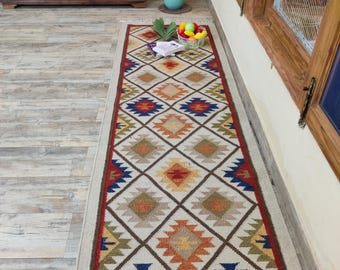 Tappeto da corridoio in cotone tessuto a mano, tappeto da corridoio in cotone bianco marrone, ingresso, corridoio, scale, tappeto a righe 3x8, 3x9, 3x12, 4x10, 4x12 piedi