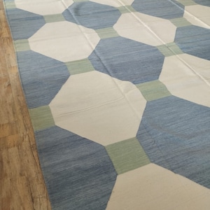 Handmade Woven Flat Weave Rug, Custom Size Area Dhurrie, Home & Living Room, Bedroom, Hallway Floor Rug, Wool Rug 8x10, Area Rug, image 2
