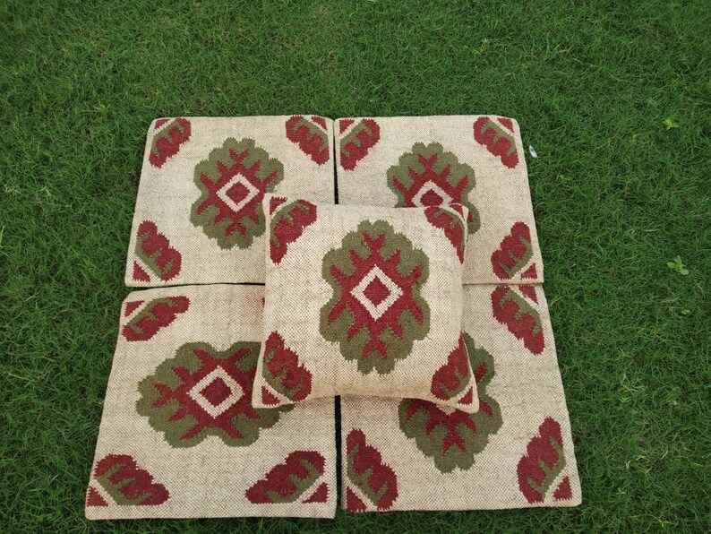 Wool Jute Cushion Cover,Ethnic Kilim Pillow Case,Indian Rug Gallery,Home And Living Cushion Covers,Bohemian Cushion Cover,Sofa Case.