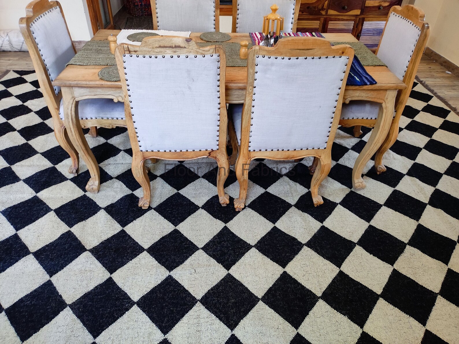 Black & White Diamond Checker Rug Checkerboard Home Interior - Etsy