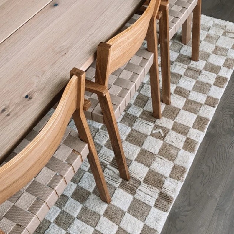 Handmade Checkerboard Area Rug: Checker  Wool Moroccan Carpet For Bedroom And Guestroom, Christma's Gift
