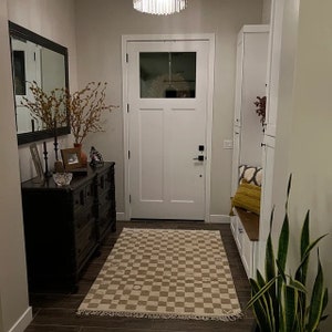 Handmade Checkerboard Area Rug: Checker  Wool Moroccan Carpet For Bedroom And Guestroom, Christma's Gift