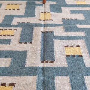 Handwoven Wool Rug, Scandinavian Rug, Swedish Marianne Richter-inspired Rug, Geometric Rug, Wool Rug 6x9, Rug For Bedroom, Flatweave Rug, Flat weave Rug for Living, Checkered Wool Rug, Checkerboard Rug, Kilim Rug, Area Rug, Hallway Rug, Bohemian Rug
