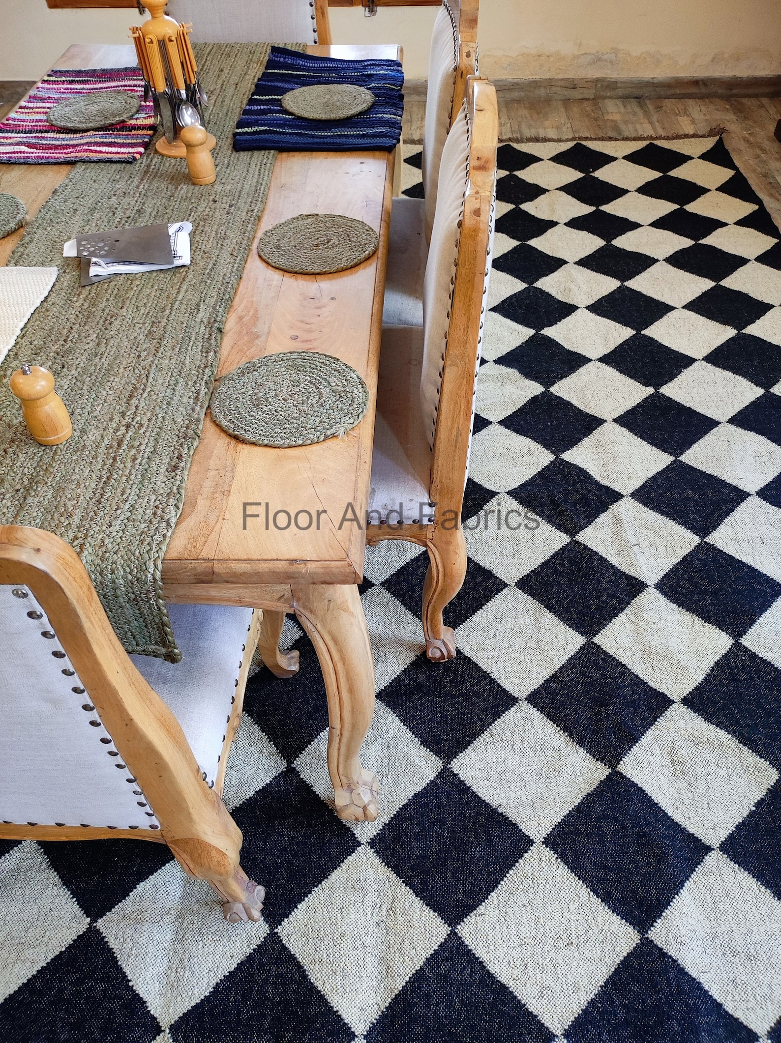 Black & White Diamond Checker Rug Checkerboard Home Interior - Etsy