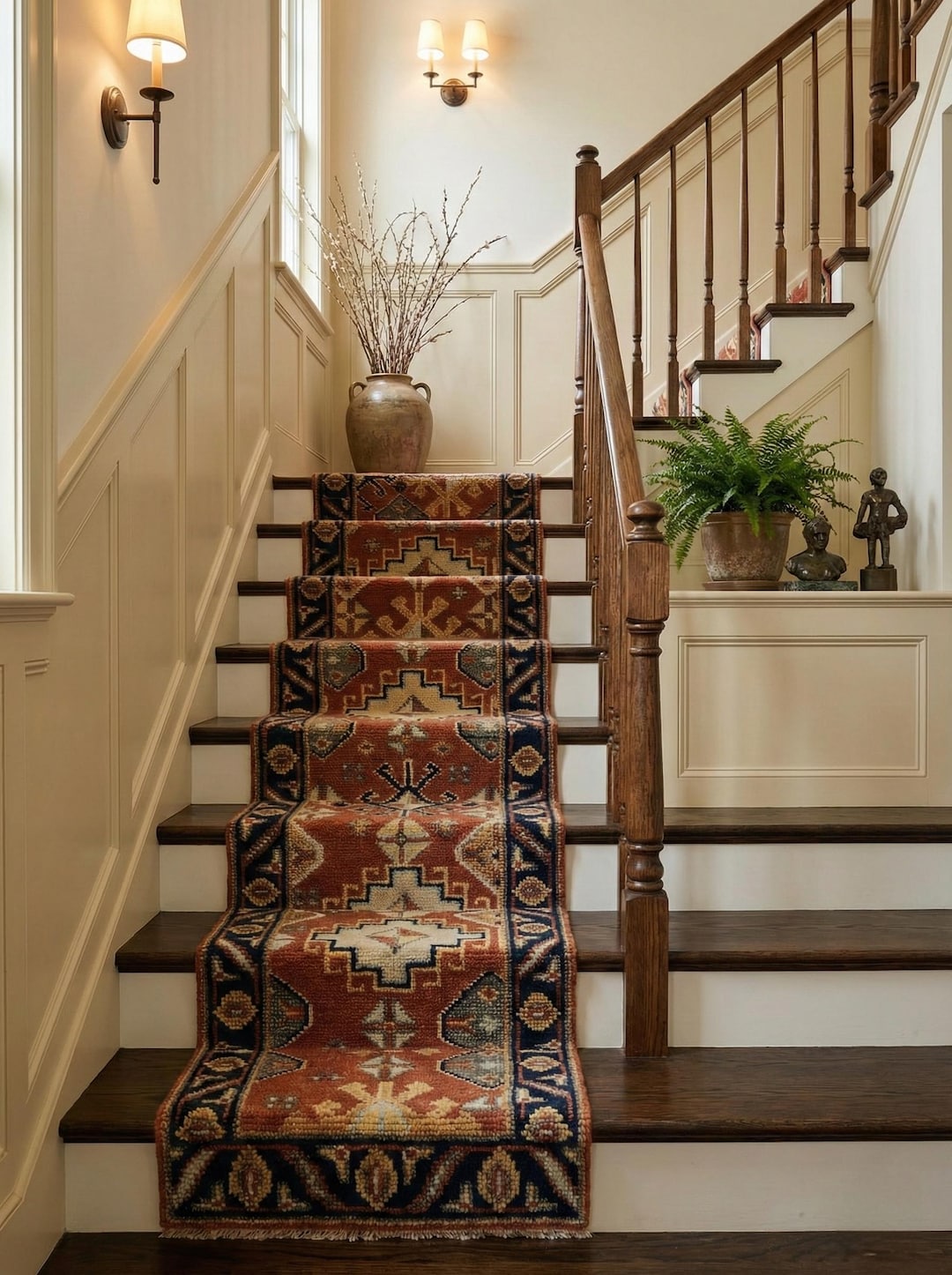 Hand Knotted Wool Oushak Runner, Vintage Turkish Style Stair Runner Rug ...
