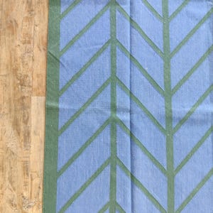 Grüner Moderner Kelim Teppich, Flachgewebter Baumwollteppich, Handgewebter Baumwollteppich, Flachgewebe Blauer Teppich, Flachgewebe Teppich