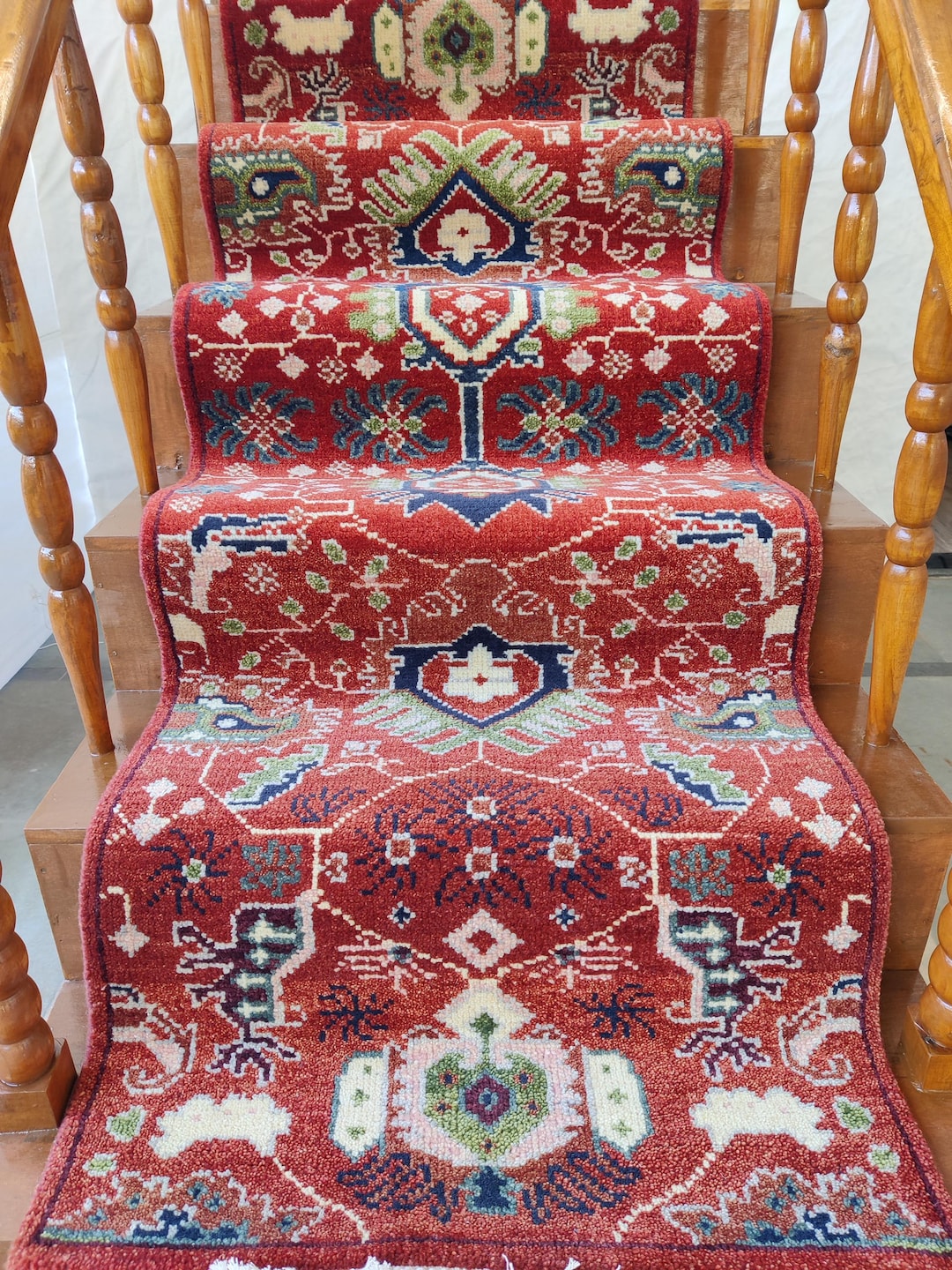 Handwoven Vintage Runner Rug, Traditional Red Oriental Carpet With ...