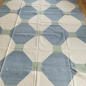Handmade Woven Flat Weave Rug, Custom Size Area Dhurrie, Home & Living Room, Bedroom, Hallway Floor Rug, Wool Rug 8x10, Area Rug, image 7