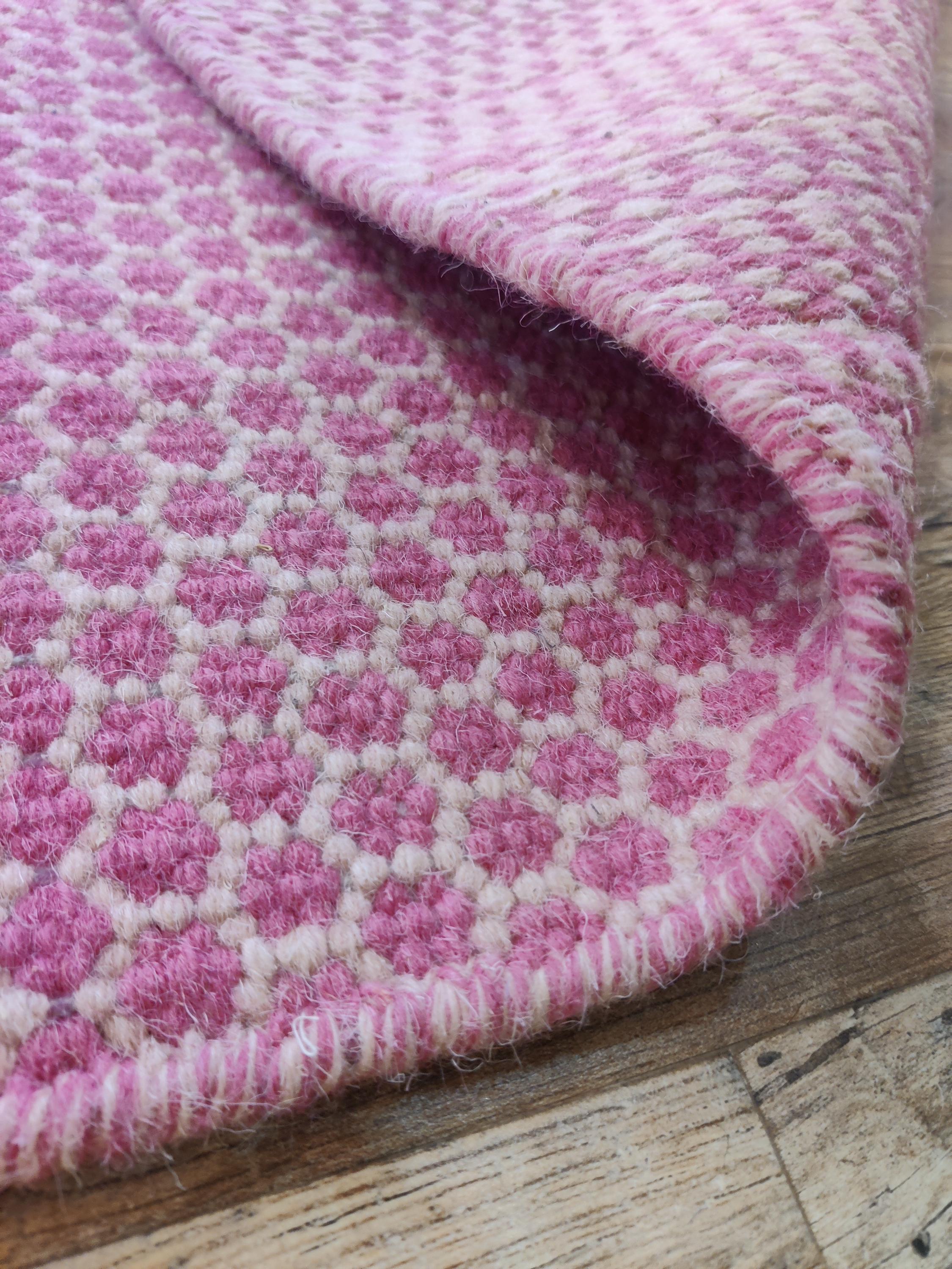 Handloom Wool Area Rug 5x7: Pink Diamond Scandinavian Flatweave - Etsy