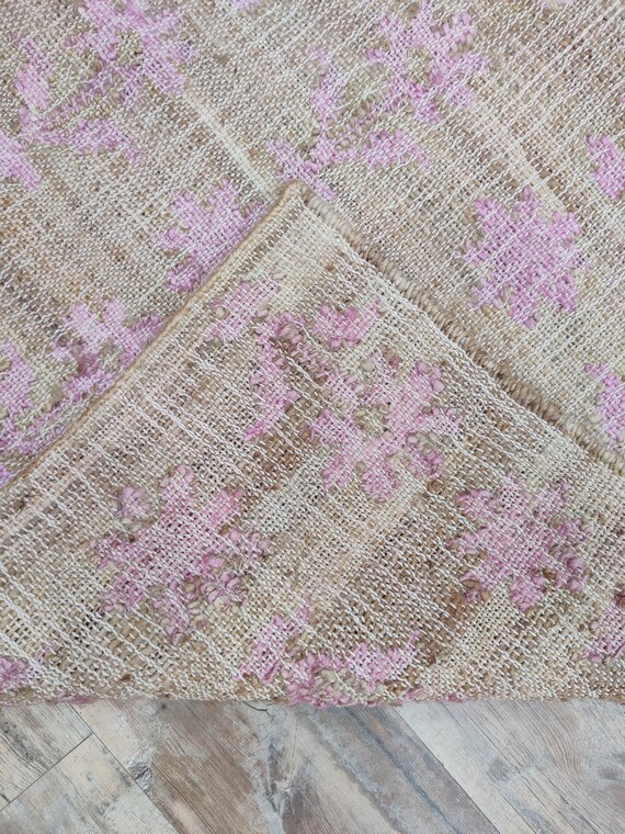 Handmade Cotton Jute Rug, Natural Jute Fiber Rug, Woven Rug, Earthy Tones Rug, Home Decor Rug