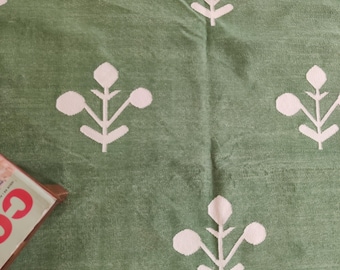 Handmade Green Cotton Rug: Floral Flatweave Area Rug, 8x10