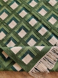 Green Checkered Wool Rug: Scandinavian Kilim Handwoven Area Rug, Modern Luxury Wool Area Rug, Flatweave Kilim Rug, 8x10, 9x12 Ft Rug