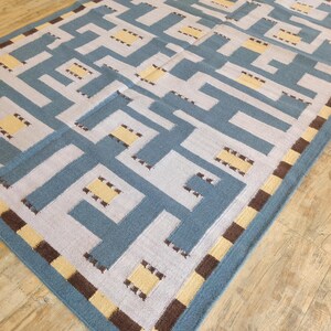 Handwoven Wool Rug, Scandinavian Rug, Swedish Marianne Richter-inspired Rug, Geometric Rug, Wool Rug 6x9, Rug For Bedroom, Flatweave Rug, Flat weave Rug for Living, Checkered Wool Rug, Checkerboard Rug, Kilim Rug, Area Rug, Hallway Rug, Bohemian Rug