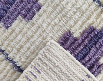 Geometric Purple Diamond Pattern Moroccan Rug, Berber Rug, Beni Ourain Rug, Area Rug 8x10, Bedroom Rug, Shag Rug, Pet Friendly, Kids Room