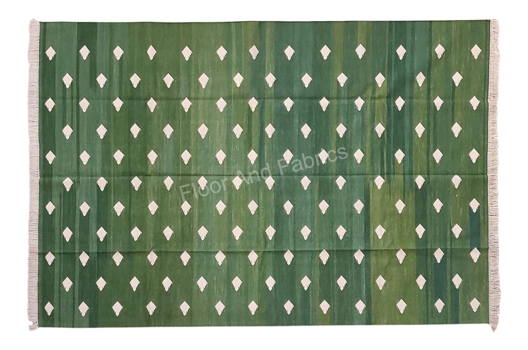 Green Rug Flat Weave Rug 4x6 5x8 6x9 8x10 9x12 10x14 Ft Etsy