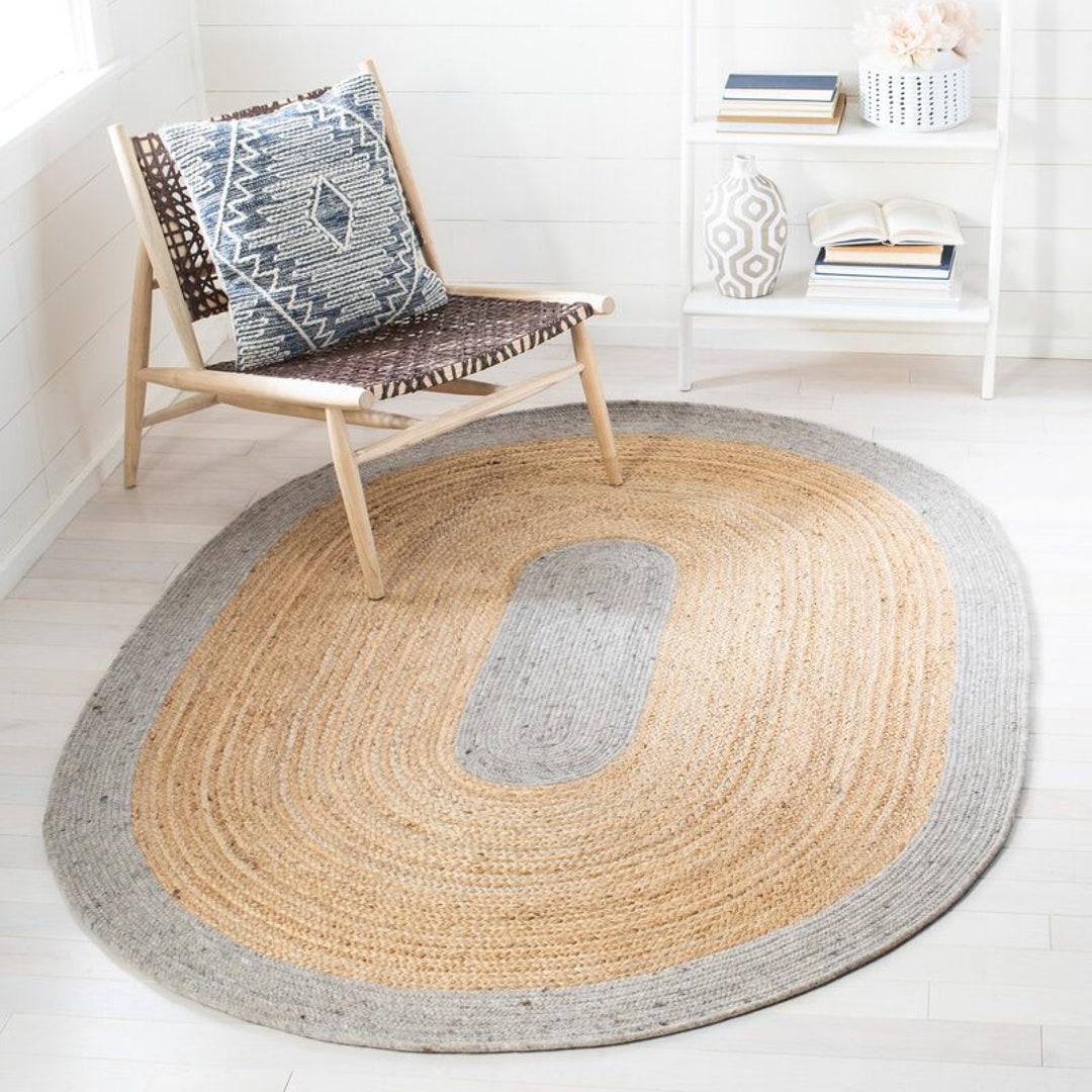 5x8 Ft Grau ovaler Teppich, Home Decor Area Teppich, Jute Geflochtener Oval  teppich, Schlafzimmer Teppich, Wohnzimmer Teppich, Flur Oval Form Jute  Teppich.