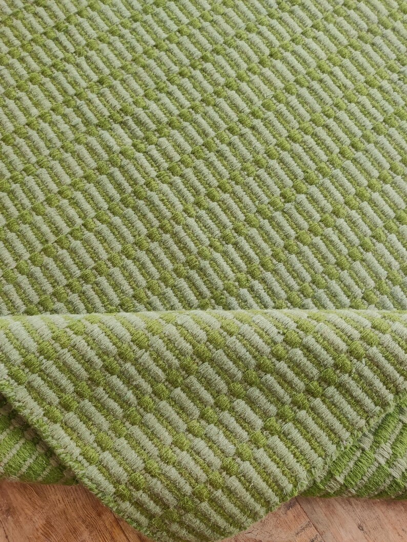 Green Swedish Scandinavian Design High-Quality Flatweave Wool Rug for Living Room, Bedroom, 8x10 Rug, Customize in all Size, Handloom Rug, Area Rug, Hallway Rug, Checkered Rug, Geometric Rug, 4x6, 5x8, 6x9, 8x10, 9x12 Ft Rug, Kitchen Rug, Boho Decor Rug, Home Decor Rug, Modern Rug, Premium Rug, Indoor Rug, Outdoor Rug