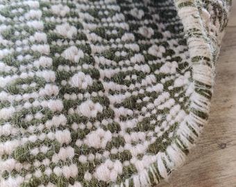 Handwoven Geometric Wool Rug: Green Modern Area Rug