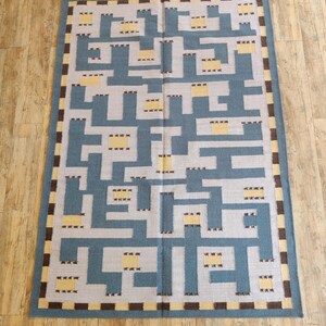 Handwoven Wool Rug, Scandinavian Rug, Swedish Marianne Richter-inspired Rug, Geometric Rug, Wool Rug 6x9, Rug For Bedroom, Flatweave Rug, Flat weave Rug for Living, Checkered Wool Rug, Checkerboard Rug, Kilim Rug, Area Rug, Hallway Rug, Bohemian Rug
