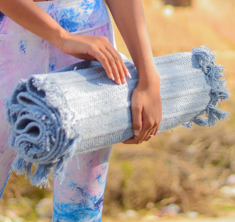 Blue 2x6 Ft Yoga Mat Sweat & Slip Resistant Prayer Rug Etsy