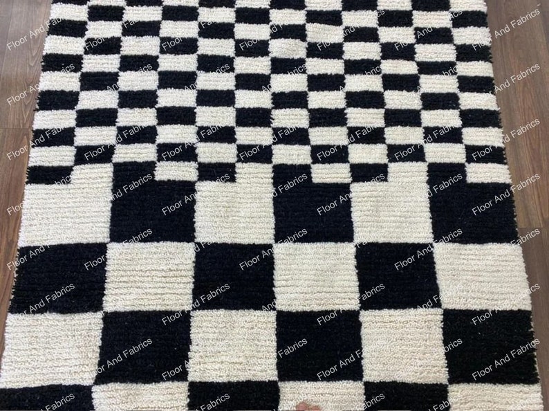 Black and White Checkered Rug Checkerboard Area Rug Large Etsy