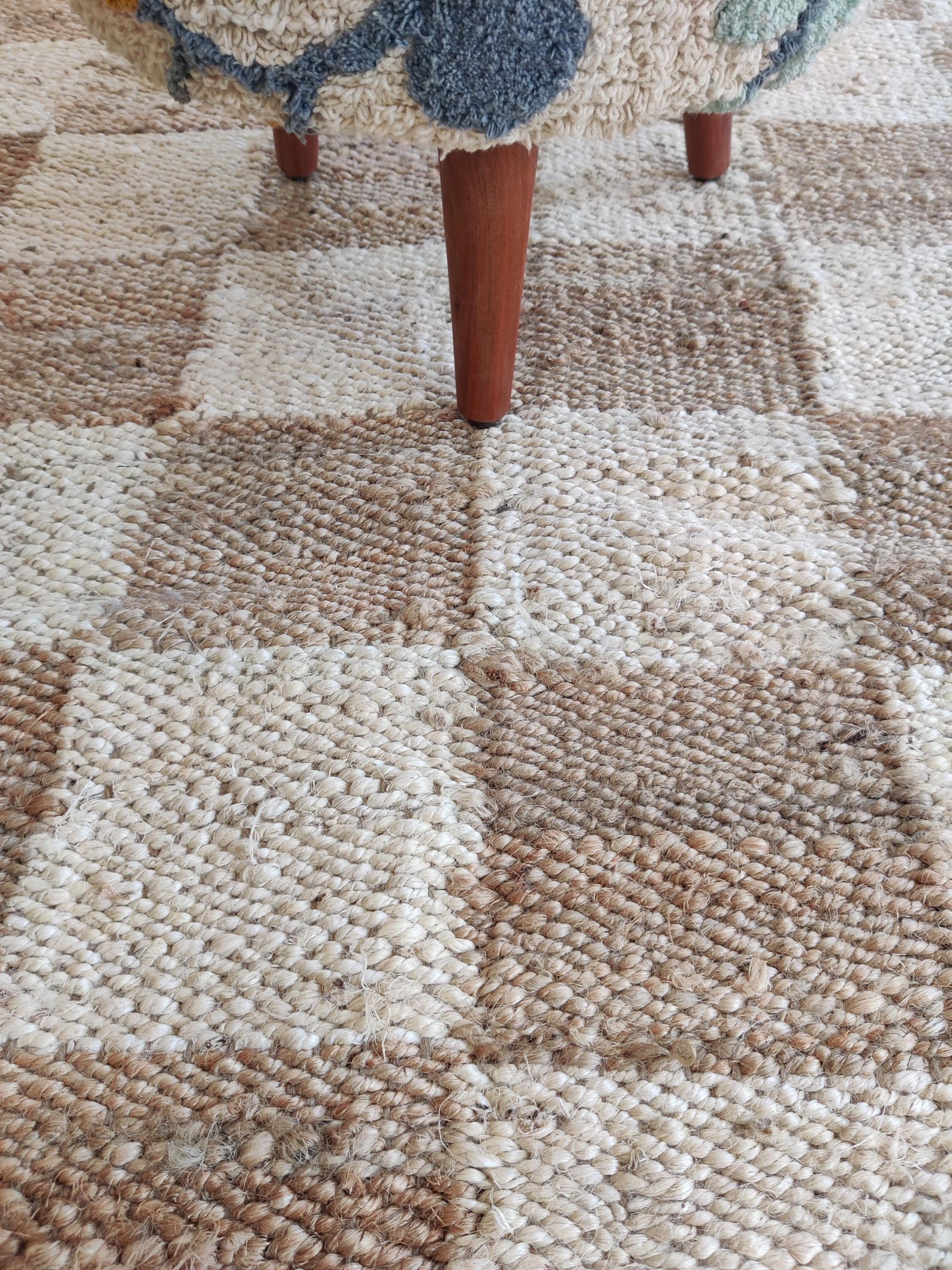 Checked Natural Rug Natural Jute Organic Checkered Area Rug - Grid Carpet Personalized - Etsy