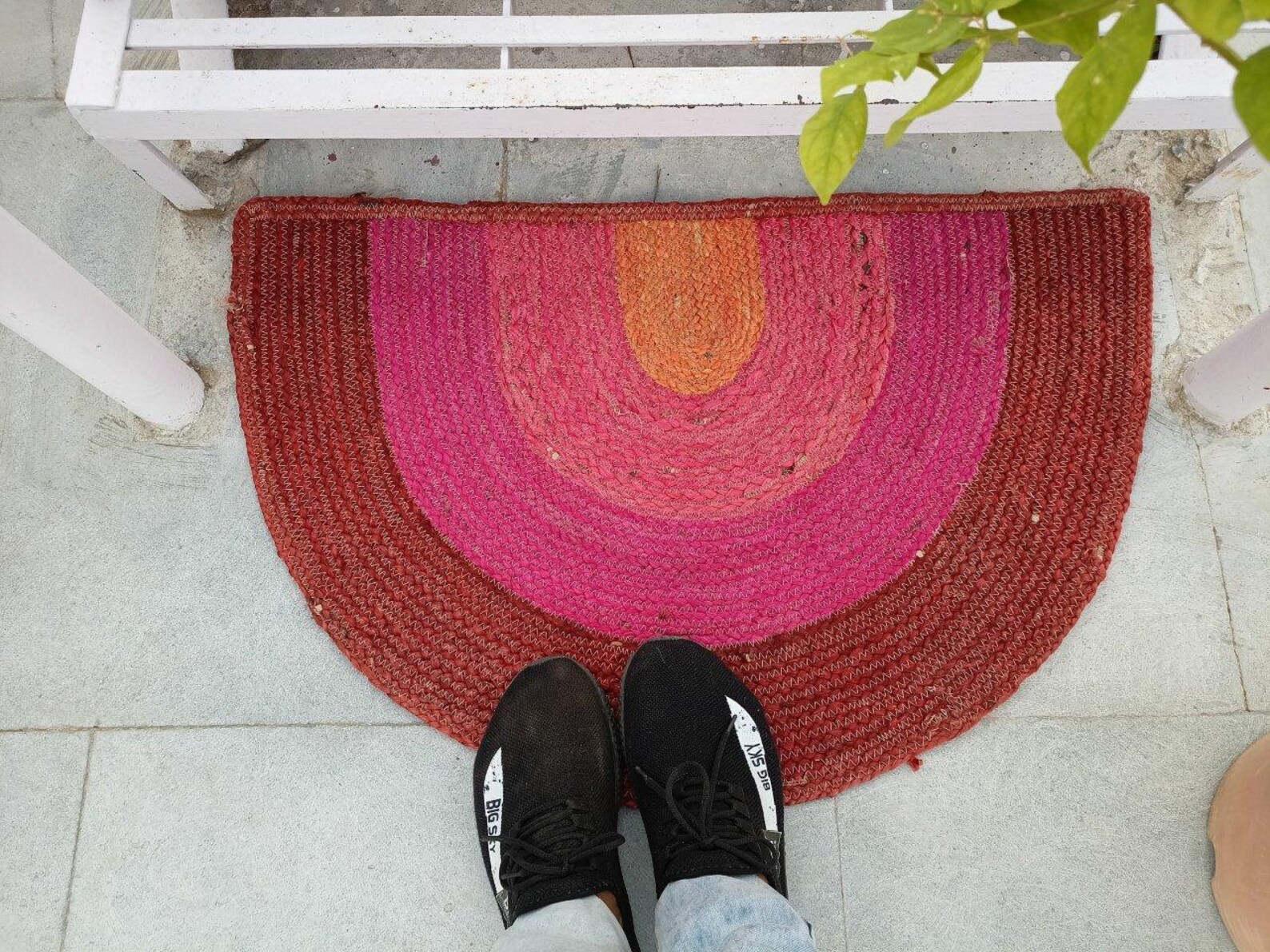 Braided Half Circle Colourful Doormat Vintage Boho Mat Eco Etsy